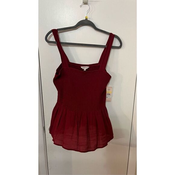 Nanette Lepore Burgundy Gauze Tank Crop Top Womens SZ  M New - Picture 2 of 11